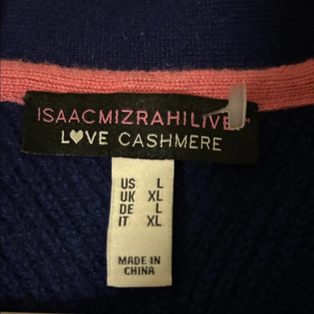 Isaac Mizrahi 100% cashmere Royal Blue Open Cardigan Size L - Picture 14 of 14